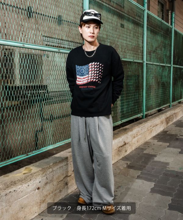 SIDEWAYSTANCE】バンダナ星条旗長袖Tシャツ