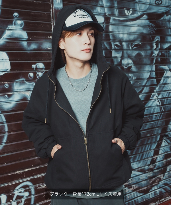 ダック薄中綿ジップパーカージャケット