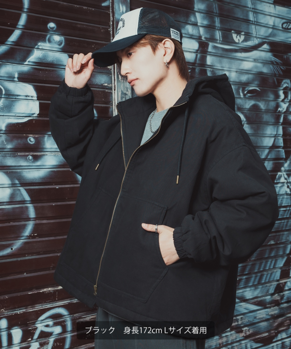 ダック薄中綿ジップパーカージャケット