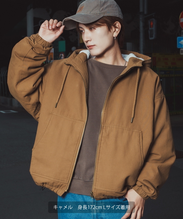 ダック薄中綿ジップパーカージャケット