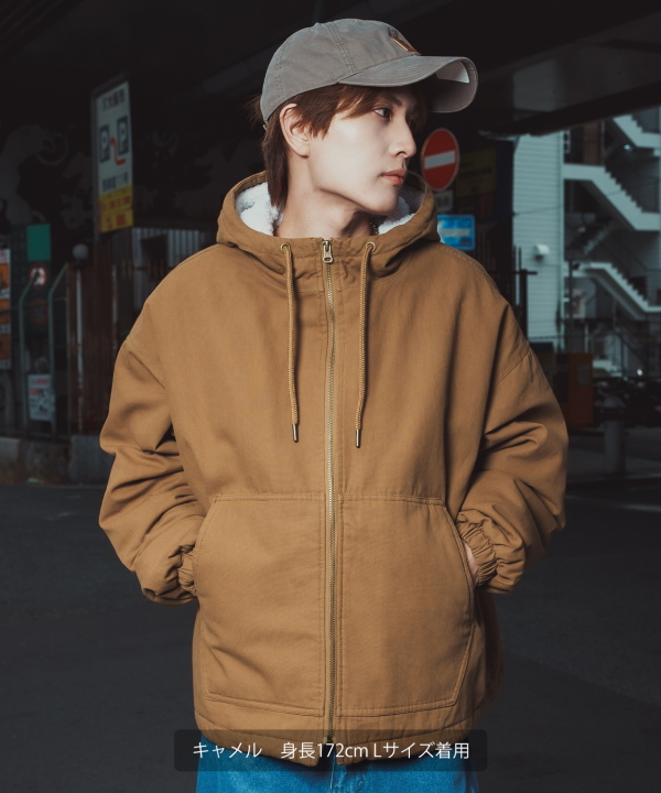 ダック薄中綿ジップパーカージャケット