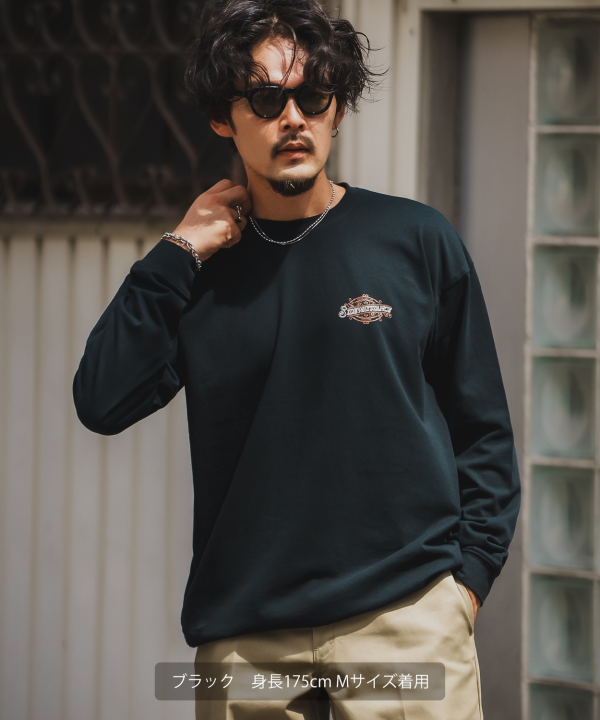 SIDEWAYSTANCE】ラベルロゴ長袖Tシャツ