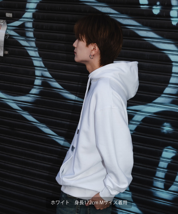 極美品 25SS♡セオリー フード付きパーカー ホワイト ビッグシルエット S SIDEWAYSTANCE】ピスネーム裏毛プルパーカー