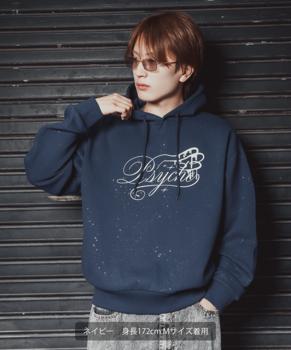 SIDEWAYSTANCE】ドリップウイングロゴ裏起毛プルパーカー