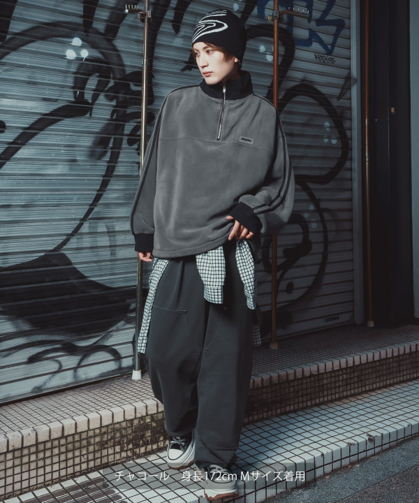 アイアンハート　ウィンドプルーフスタンドアップカラースウェット AH ABAHOUSE】ポンチ ハーフジップ スタンドカラー スウェット / ロンT