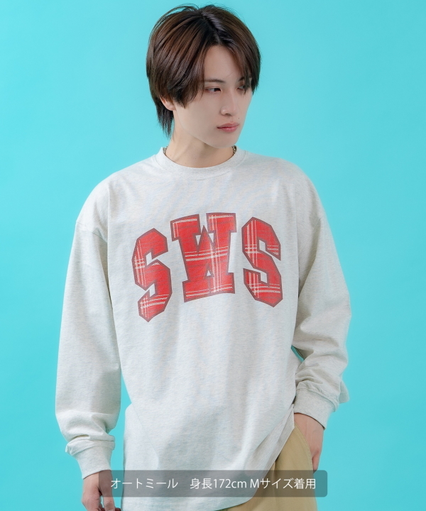 SIDEWAYSTANCE】SWSチェックロゴ長袖Tシャツ