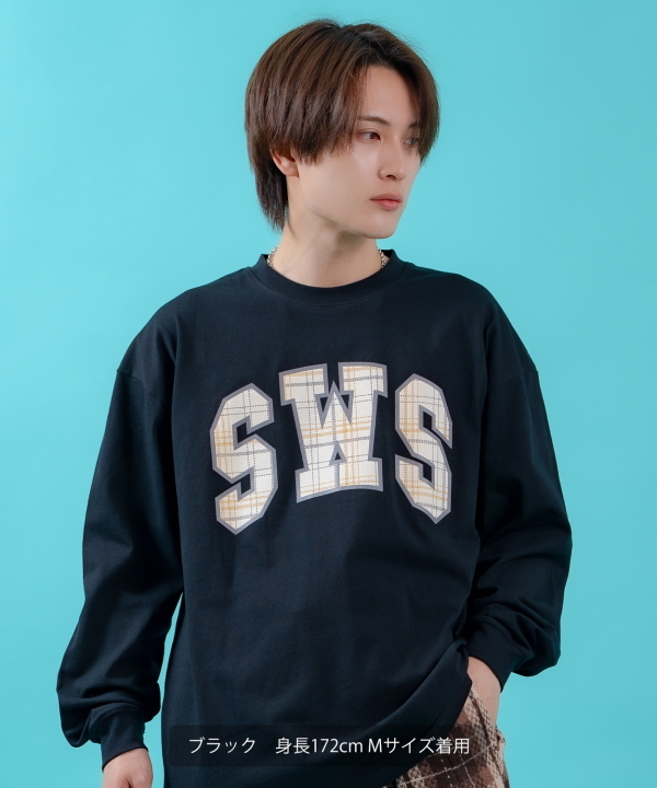SIDEWAYSTANCE】SWSチェックロゴ長袖Tシャツ