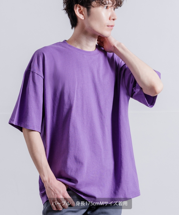 baserange 半袖トップス　Tシャツ M パープル SIDE23-145 無地半袖Tシャツ