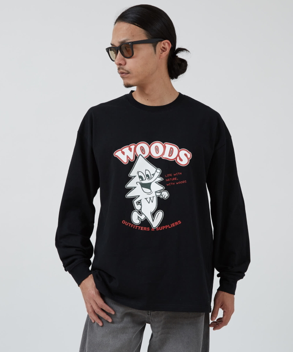WOODS】別注グラフィック長袖Tシャツ
