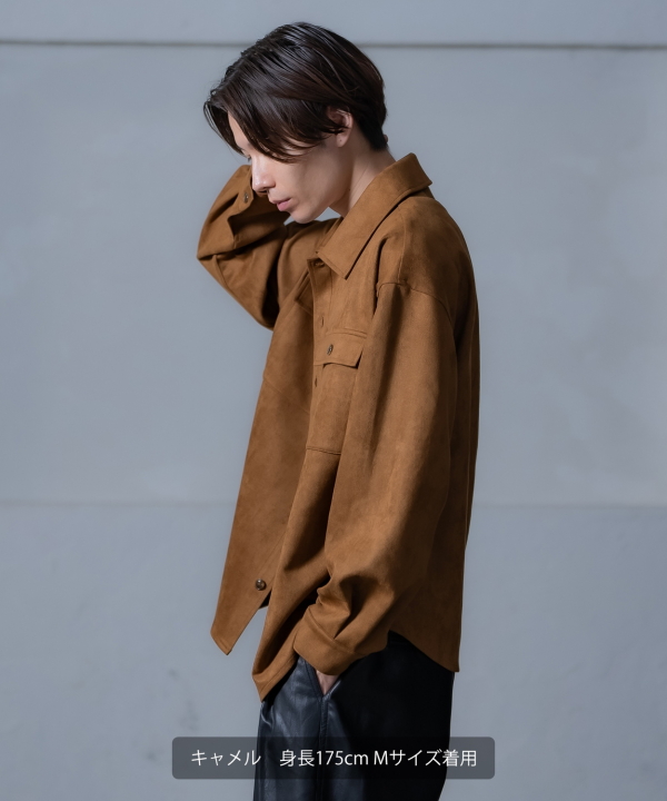 スエード風ポンチダブルフラップポケシャツ