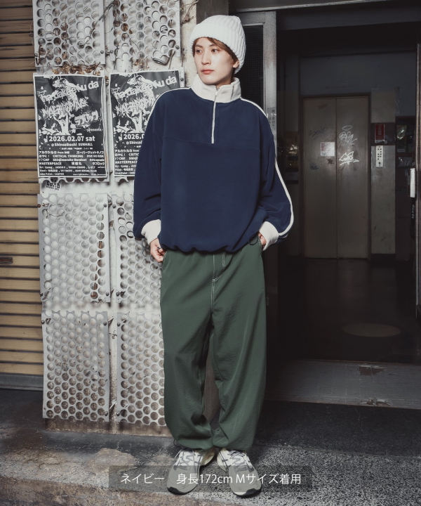 フリースハーフジップトラックプルオーバー