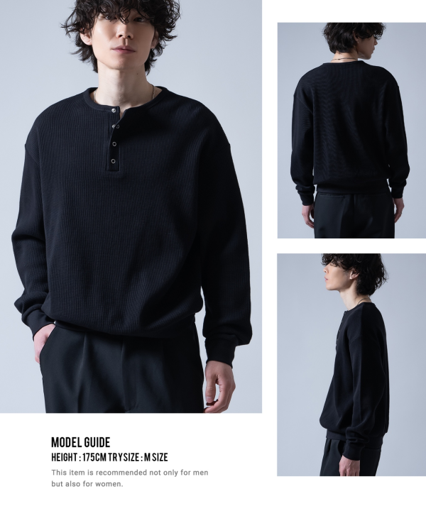 ワッフルヘンリーネックロンT